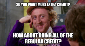 So you want more extra credit? How about doing all of the regular credit?